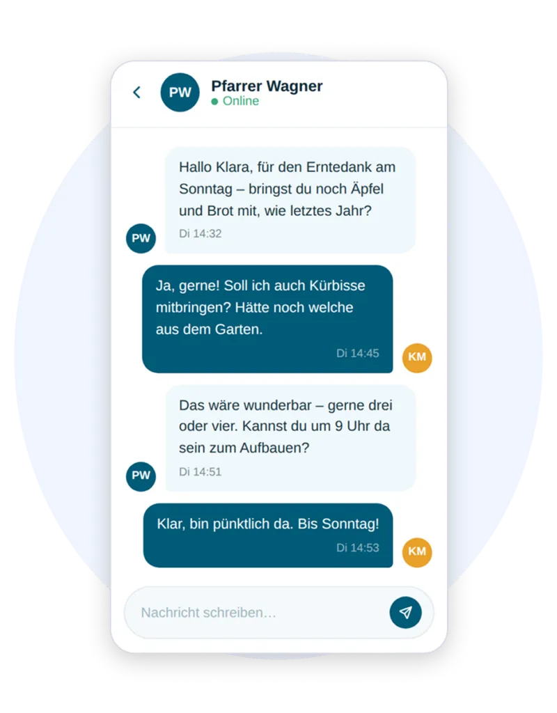 Smartphone with direct messages in ChurchDesk Circles