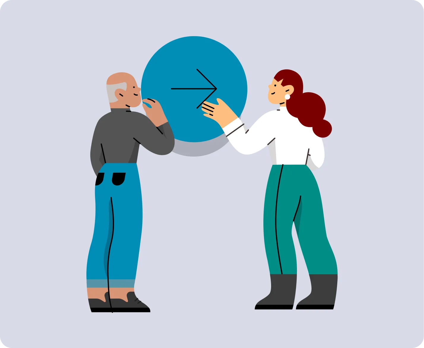 Illustration of two people building a website